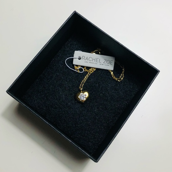 Gold Plated Heart Pendant Necklace with Cubic Zirconia - Picture 5 of 5